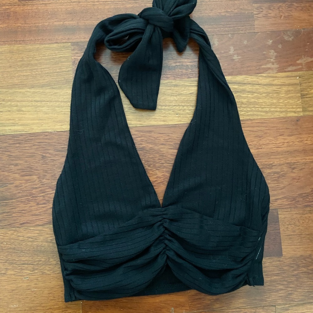 SHEIN Rib-Knit Crop Halter Top